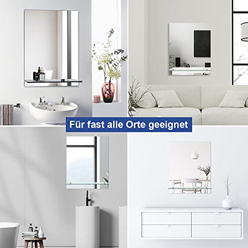 Meykoers Badkamerspiegel met plank wandspiegel met plank 80x60cm badkamerspiegel badkamerspiegel - Image 6