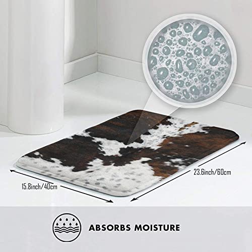 Cowhide, Cow Skin Print Pattern Memory Foam Bath Rug, Soft Absorbent Floor Mats, Velvet Bathroom Mat, Quick Dry Rugs, Plush Comfortable Carpet For Bathroom Shower 15.7" X 23.5" #TOP3
