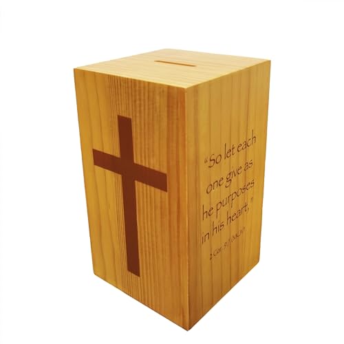 Caja de donaciones pequeña de madera 4 x 4 x 7 pulgadas