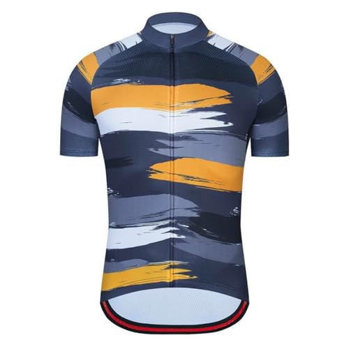 Treer Maillot de Ciclismo Manga Corta Hombre, Camiseta Deportiva para Bicicleta de Verano, Unisex Ropa Ciclista Transpirable Secado Rápido, para MTB y Ciclismo de Ruta (Graffiti Gris Amarillo,S)