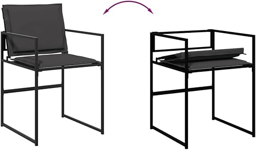 Miniatura 9 de Sillas para patio con cojines, 4 piezas, acero negro y textileno, sillas de comedor al aire libre, sillas de comedor al aire libre, silla de jardín
