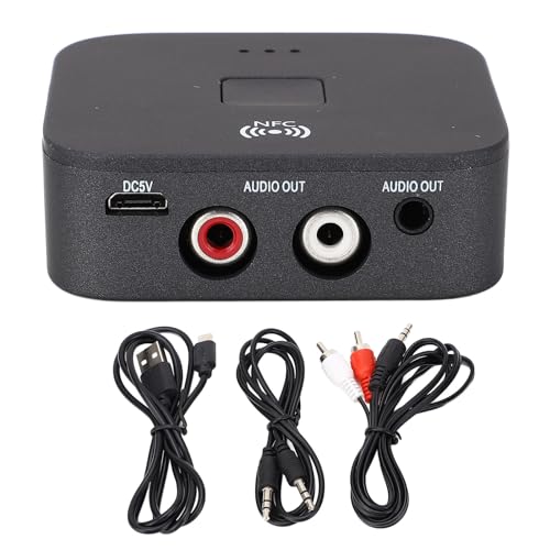 Bluetooth AUX Adapter for Car, V5.0 Receiver with 3.5mm AUX Jack, Music Adapter with NFC Function for Car TV Computer Speaker Music Streaming System