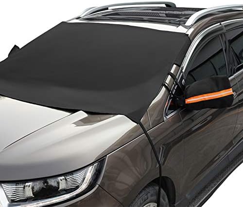 Kohree Upgrade Car Windshield Snow Ice Cover, Flexible 600D Oxford Fabric with PU Coating, All-Seasons Windshield Cover Sunshade Protector, Larger Anti-Theft Cover for Most Cars Trucks SUV MPVs