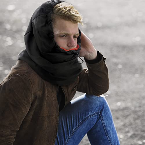 Rainproof Warmer Hooded Scarf Hat For Women Men Windproof Neck Scarf Winter Gear For Skiing ｜Outdoor ｜Balaclava Jogging (Red) #TOP6