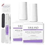 SAVILAND Acrylic Nail Remover Kit 2 Pcs: Powerful Rapid Dissolution Acrylic Remover with Cuticle Oil & Nail File Tools, No Soaking No Wrapping, Gentle Professional Set for Home Use