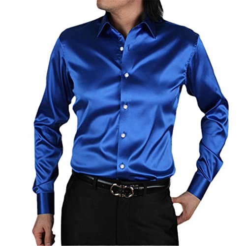 Chemise en satin de soie douce homme à manches longues légère