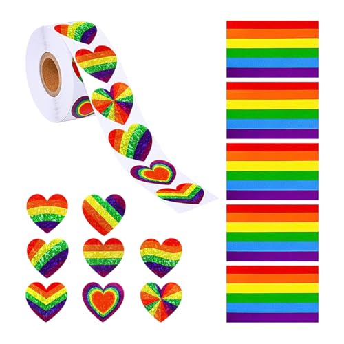 500 Adesivi D'Amore Arcobaleno E 5 Adesivi Per Tatuaggi Arcobaleno, Adesivi Arcobaleno, Adesivi Per Feste, Adesivi Decorativi, Adesivi Impermeabili, Adesivi Per Confezioni Regalo