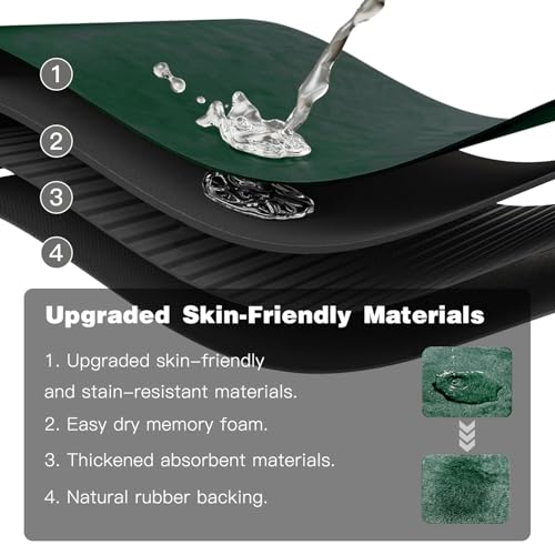 Bathroom Mat Quick Dry, Bathroom Rugs Non Slip Washable Thin Absorbent Bath Mat Fits Under Door Bathroom Floor Mat Perfect for Bath, Shower, or Sink 16"x24" Dark Green