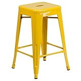 Flash Furniture Backless Metal Indoor/Outdoor Stool with Square Seat, 24