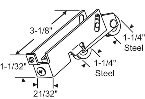 image for G.A.S Hardware Sliding Door Tandem Roller Assembly Steel Ball Bearing 