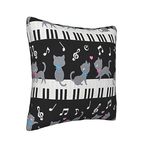 Housses de coussin velours côtelé imprimé chat musique doux