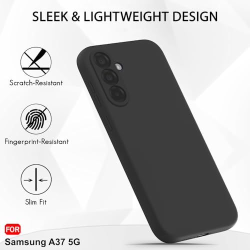 Image of TheGiftKart Back Cover for Samsung Galaxy A37 5G Case | Genuine Liquid Silicone | Soft Micro-Fibre Lining Inside | Camera Protection Bump | Shockproof Galaxy A37 Back Cover (Silicone, Black)