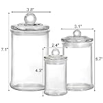 Suwimut Set of 3 Glass Apothecary Jars with Lids, Bathroom Canisters Storage Container Jars, Decorative Small Glass Apothecary Jar for Cotton Swabs, Cotton Balls, Makeup Sponges, Bath Salts - Image 2
