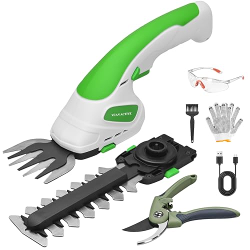 7.2V Hedge Trimmer Cordless | 2-in-1 Handheld Electric Shrub Trimmer & Grass Shear with Pruning Shears | 3.0Ah Lightweight Rechargeable Battery Powered for Garden, Yard, Lawn