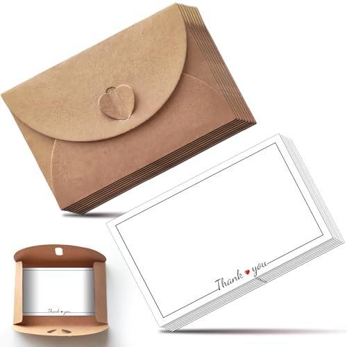 Philbinden 30 Thank You Notes with Envelopes Set 4.1 x 2.8 Inches Mini Thank You Cards with Cute Tiny Envelopes for Thanksgiving Day Christmas Weddings Baby Shower Birthday Parties Small Business