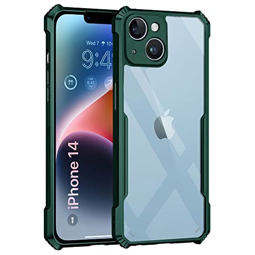 Image of WOW IMAGINE Shock Proof Clear Protective Back Case for Apple iPhone 14 Plus - AirEDGE Technology | 360 Degree Camera Protection | Transparent Hybrid Back Case Mobile Cover - Green