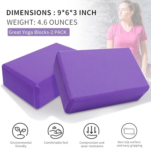 Image of BRAVIK High Density Foam Yoga Block Brick Set of 2 for Improve Strength, Aid Balance, and Flexibility /Yoga Blocks Yoga Brick