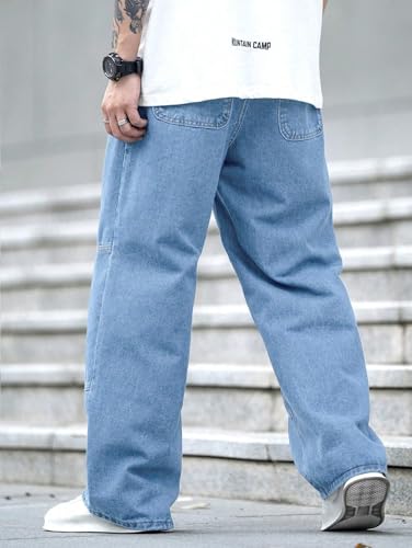 Image of URBAN POCKETS Jeans for Men | Denim Jeans | Baggy Fit | Wide Leg | Patchwork Style | Street Fashion | Casual Wear (U-26-27)