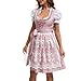 Women Plus Size Oktoberfest Costumes German Bavarian 3 Pieces Halloween Dirndl Lace Up Fashion Traditional Dresses S-5XL Pink