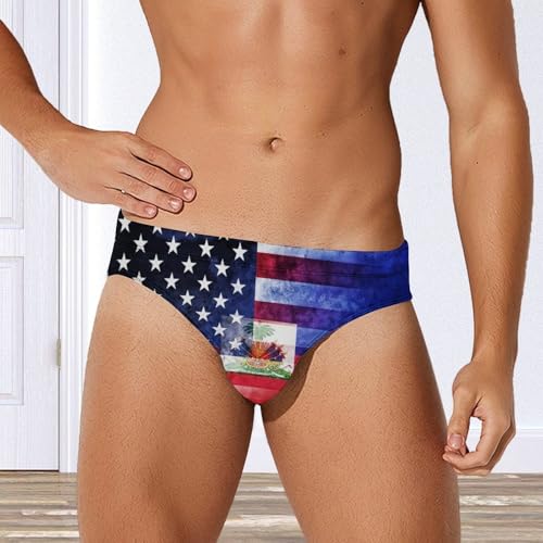 U.S. and Flag Printed Swim Briefs for Men Sexy Bikini Swimwear Elastic Beach Trunks Bathing Suit2