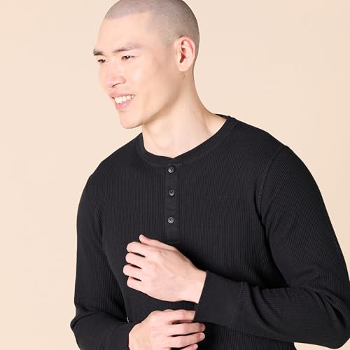 Amazon Essentials heren Henley-shirt met lange mouwen, wafelpratoon en slanke pasvorm - Afbeelding 5