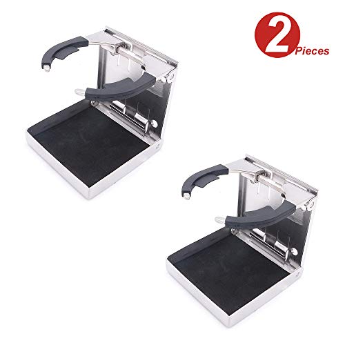 NUZAMAS 2er-Set Edelstahl-Getränkehalter 304, verstellbar, zusammenklappbarer Getränkehalter für Kaffeeflaschen mit Tablett, für Wohnmobil-Wohnwagen-Wohnwagen von Marine Boat Truck