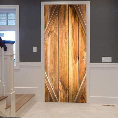Tizhweqo Pegatina Puerta Tablas de Madera Pegatinas para Puertas Madera Adhesivo Vinilo 3D Puerta Pegatina Pared Murales Papel Pintado Poster para Sala de Baño Decorativos 85x215 cm 346a