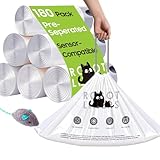Cat Litter Box Robot 4 and 3 Waste Bags, 180 Pack Automatic Litter Box Bags, Thick Heavy Duty Cat Litter Box Liner Bags 25.2 X 15.7 IN