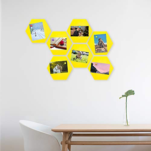 Hifelty 4 Pcs Yellow Felt Bulletin Boards, Hexagon Felt Pin Boards Self Adhesive Notice Pads For Pictures Memos Notes Display And Wall Decor, 10Cm On Each Side #TOP3