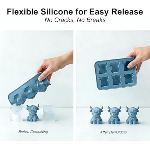 Molde para cubitos de hielo 3D vaca Josramt silicona miniatura 3
