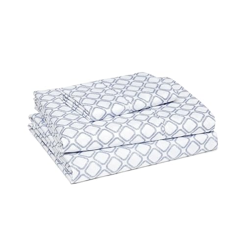 Image of Amazon Basics Lightweight Super Soft Easy Care Wrinkle Free Microfiber 3 Piece Bed Sheet Set with 14-Inch Deep Pockets, Twin, Aqua Square Grid, Kids, Men & Women Bedding