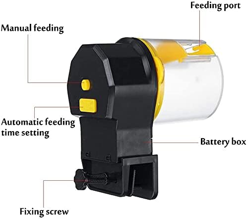 Image of VAYINATO Aquarium Fish Tank Automatic Plastic Fish Food Feeder with Free 2 Dispenser 50G /100G | Random Colour (Pack of 1) by Petzlifeworld