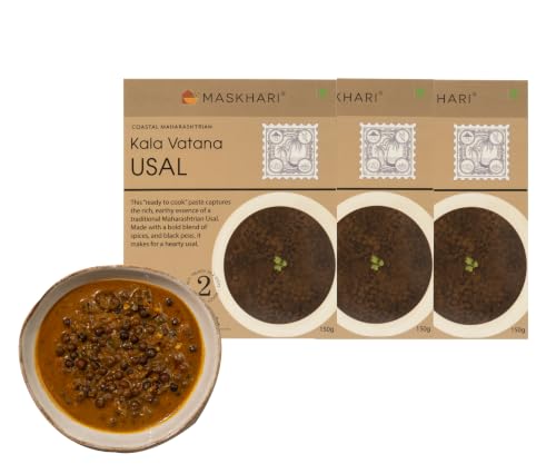 Image of Maskhari Ready to Eat Kala Vatana Usal 150g (Pack of 3) | Maharashtrian Black Peas Curry Paste | Heat & Eat | Instant Indian Food | Pure Vegetarian | No Preservatives | No Artificial Colours