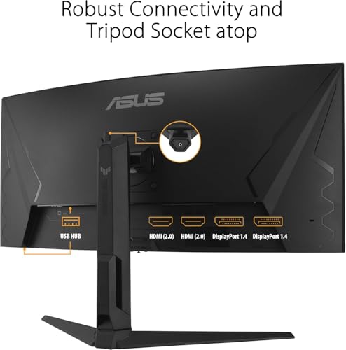 Image of ASUS TUF Gaming 34 inch 1440P 1500R Curved Monitor (VG34VQL3A) - QHD (3440 x 1440), 180Hz, 1ms, Extreme Low Motion Blur, Freesync Premium Pro, 125% sRGB, DisplayHDR 400, Height Adjustable, 3 year warranty