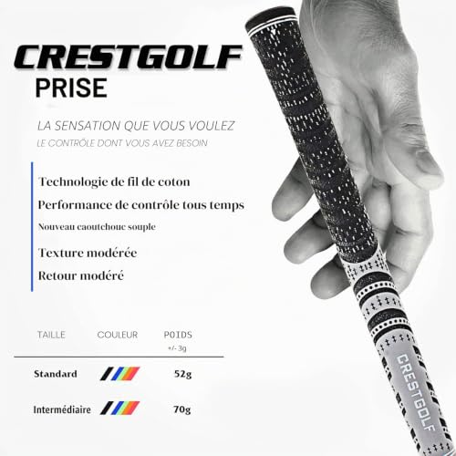 Kofull Lot de 13 Grips Golf Midsize Grip de Club de Golf Golf Grips Midsize lot Grip Golf Grippe de Golf Gris – vue 7