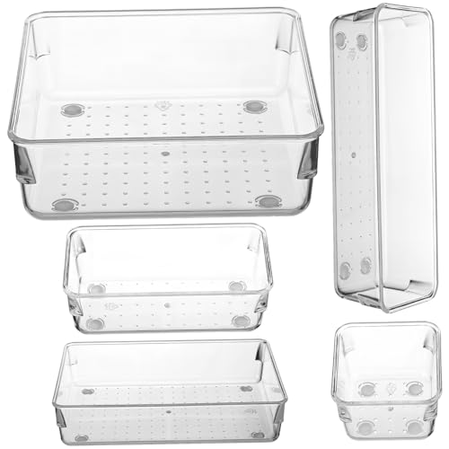 NUOBESTY 1set Organizer Bins Storage Dividers for Kitchen Bathroom Office Versatile Makeup and Vanity Organizer and Easy to Clean Non-skid Base