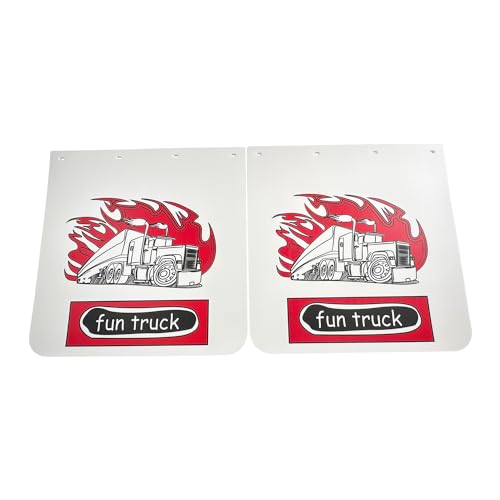 Image of BST BSSP Pair White Straight Heavy Duty Polymer Splash Guard Mudflaps 24 inchx 24 inch for Semi Truck Trailer, Great-Truck Pattern, Universal Fit