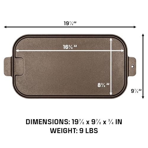 Wagner Cast Iron Griddle – 1950 Vintage Reissue in Wooden Box – Double Burner Griddle for Stovetop & Outdoor Cooking – Pre-Seasoned Cast Iron – Handcrafted in USA – Naturally Nonstick view 4