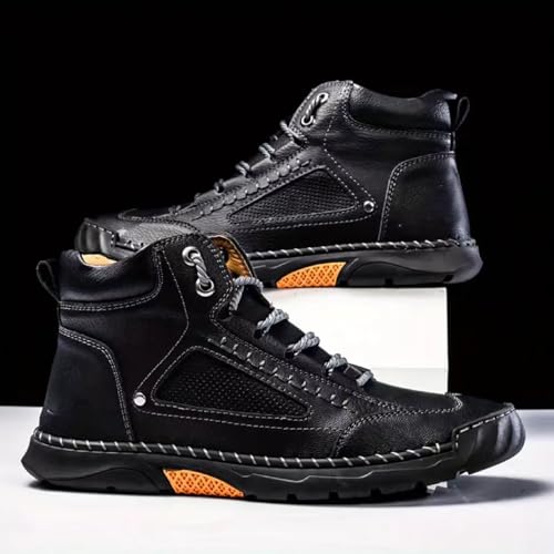 Hillde Mens Work Shoes, Hillde Mens Slip On Shoes, Men's Casual Leather Handmade Non-Slip Arch Support Loafers2