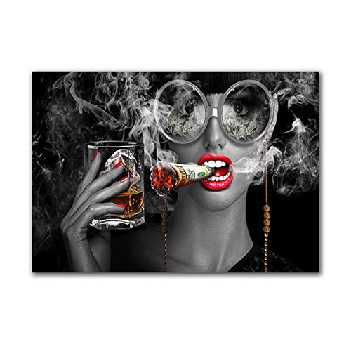 Art toile impressions d'art KEBIA peinture femme lunettes haute définition