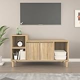 Avec ses dimensions généreuses de 100 cm de largeur, 35 cm de hauteur et 55 cm de profondeur, ce meuble de salon offre un espace de rangement spacieux. Il peut accueillir confortablement votre téléviseur et organiser tous vos équipements multimédias et accessoires de manière ordonnée.