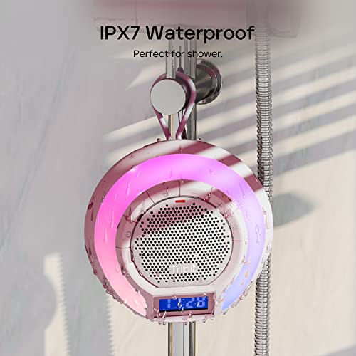 Tribit Aquaease Bluetooth Shower Speaker, Ipx7 Waterproof Wireless Speaker, 18H Playtime, Built-In Mic, Mini Speaker With Light, Stereo Pair, App Control, Portable Speaker For Outdoor And Home (Pink) #TOP4