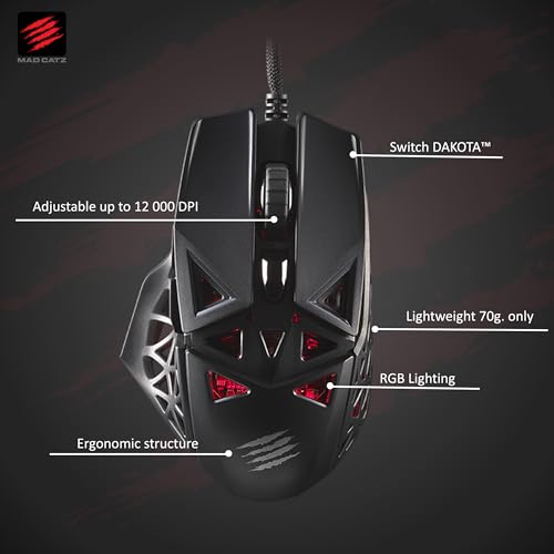 Mouse da gioco M.O.J.O. M1 - Peso leggero 70 g - Sensore ottico 12000 DPI - Effetto di illuminazione RGB personalizzabile integrato - Design a piramide cava - Interruttore DAKOTA brevettato - - Mouse gaming - Immagine 1