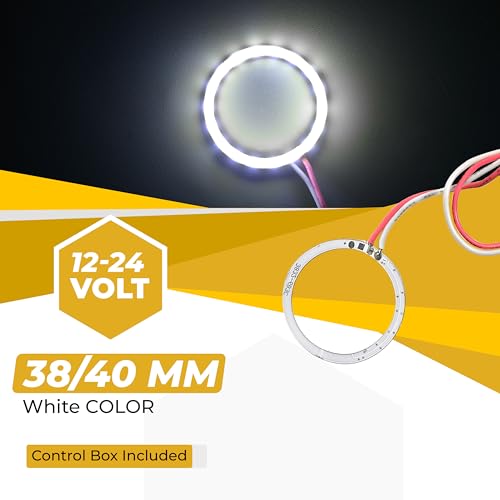 Image of 2 x 80 /70 /60 /50 /38 mm 93 LED CCFL Headlight COB Angel Eyes Halo Ring Lamp 12-24V (White, 38 MM)