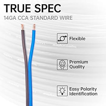 Amazon.com: TOPSTRONGGEAR 14 Gauge 100 Feet Car Audio Speaker ...