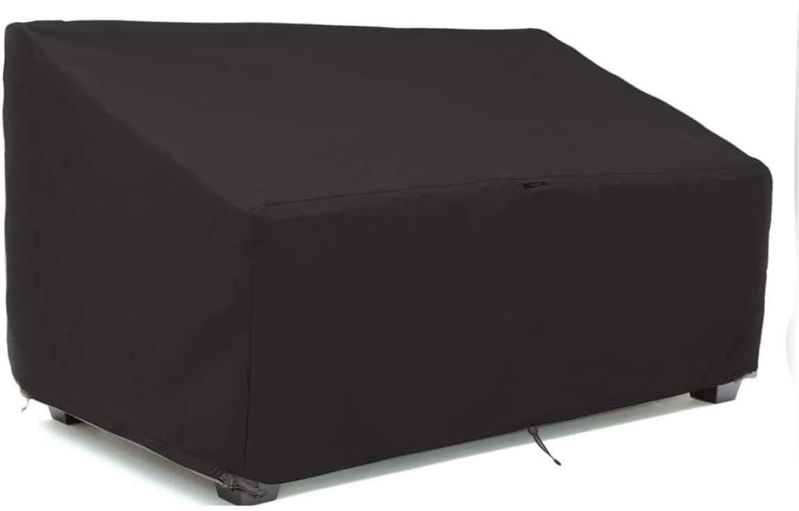 Widesmile Black Garden Loveseat Cover Waterproof Patio Loveseat Cover 420D Oxford Fabric Garden Loveseat Bench Cover Outdoor Bench Lounger Chair Cover With Drawstring And Storage Bag (193 * 83 *, ) 84Cm