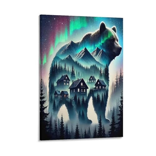 Tableau impression sur toile ours brun décoration murale salon - 3