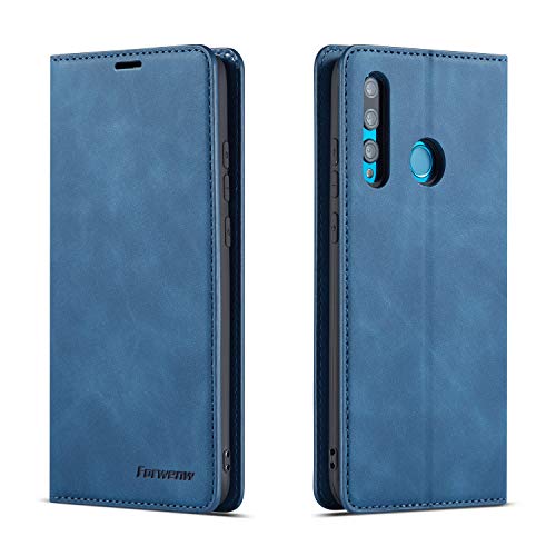 FMPC Funda Compatible Huawei P Smart Plus 2019, Billetera Cuero Libro Caso Soporte Plegable Ranuras para Tarjetas Magnético Ultra-Delgado PU Carcasa Case para Huawei P Smart Plus 2019 (Azul)