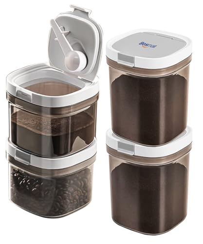Besmall Vorratsdosen mit Deckel Luftdicht Kaffeepulver Behälter für Lebensmitteln Kaffee Aufbewahrung mit Löffel Aufbewahrungsbox Schüttdosen für...