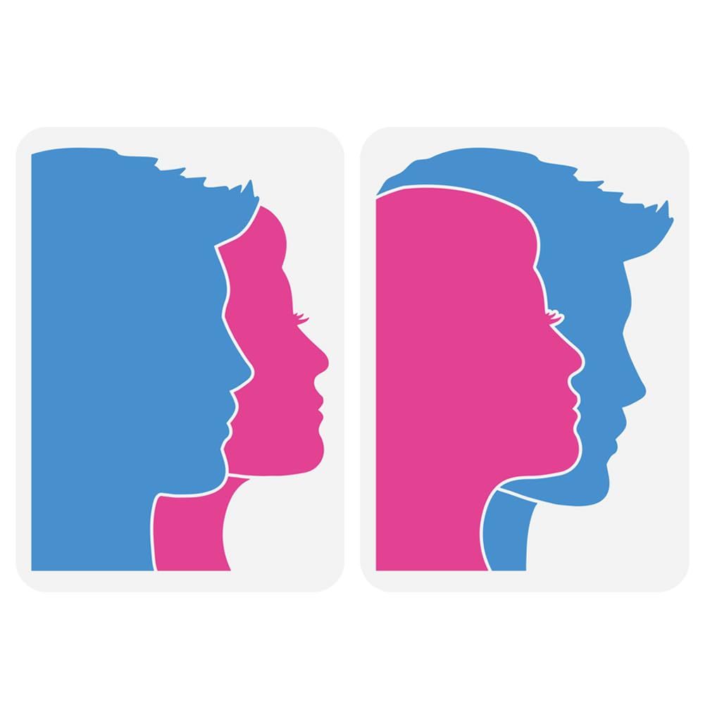 FINGERINSPIRE 2 Pcs Man and Woman Faces Painting Stencil 8.3x11.7inch Reusable Boy Girl Pattern Drawing Template DIY Human Silhouette Deoration Stencil for Painting on Wood Wall Fabric Furniture